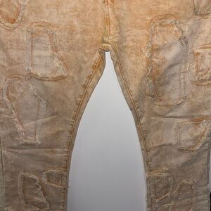 Men's Bootcut Jeans in Distressed Tan